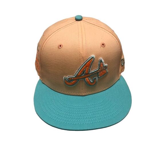 New Era Atlanta Braves Peaches 59FIFTY Fitted Hat Cap Size 7 1/2 - Picture 1 of 5